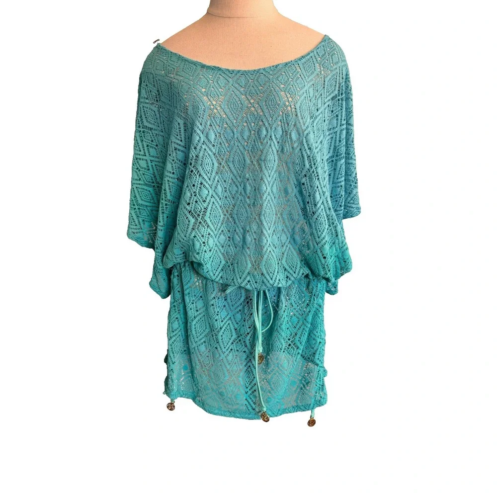 Luli Fama Miami South Beach Dress S Aruba Blue Swimsuit Cover Blue crochet